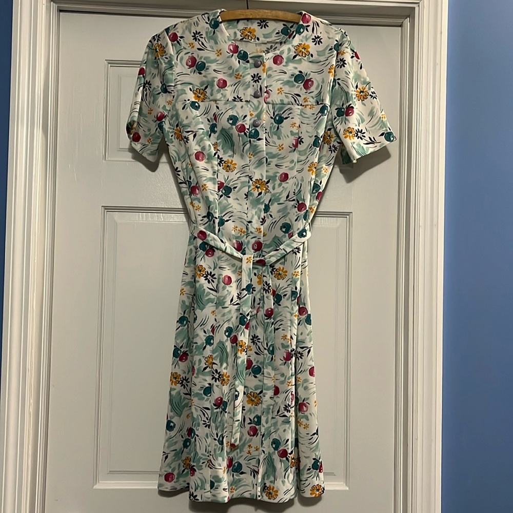 Vintage 80s floral dress retro kitch abstract colorful